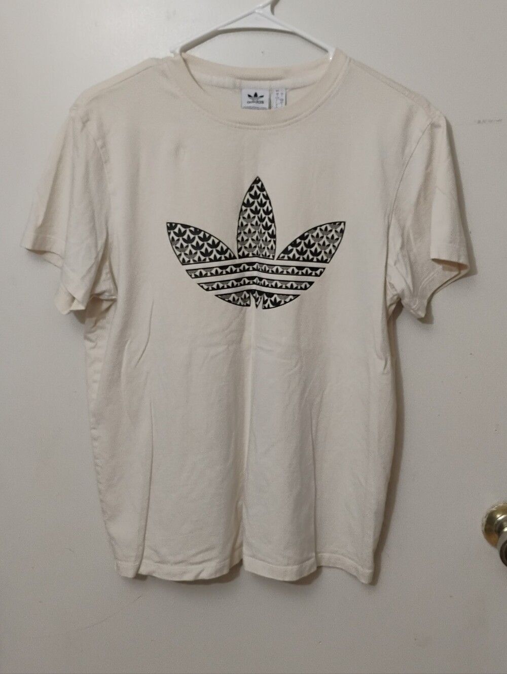 adidas Cream Short Sleeve Trefoil Graphic Tee